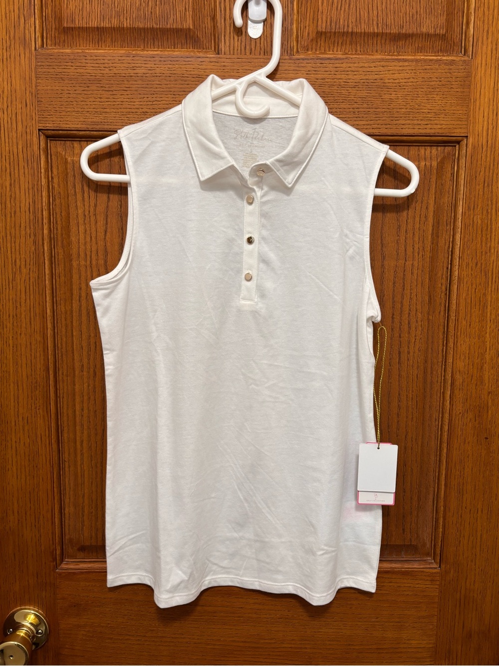 Stella Parker Women's Button Front Sleeveless Polo Shirt Sz S. NWT